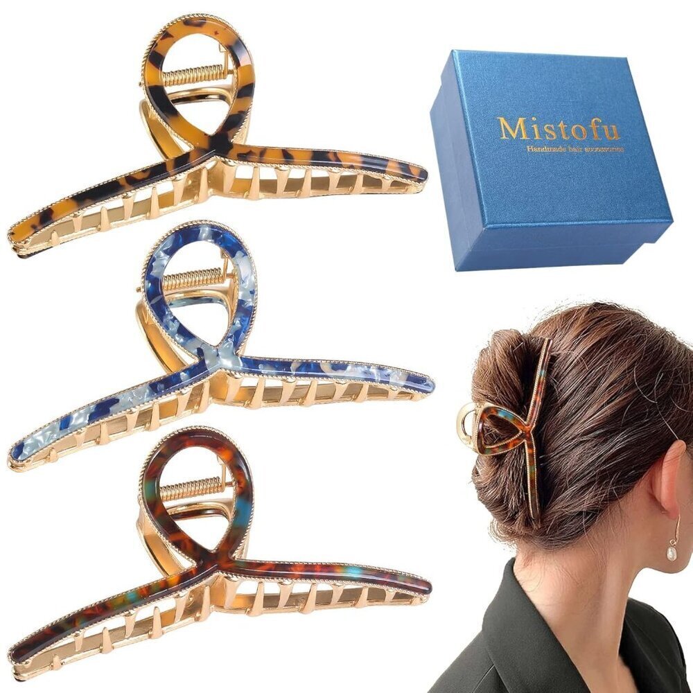 Large Metal Hair Claw Clips 3 Pack Durable Stylish Suitable for All Hair Types
